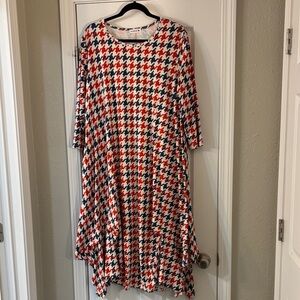 Elegant Long Sleeve Houndstooth Dress